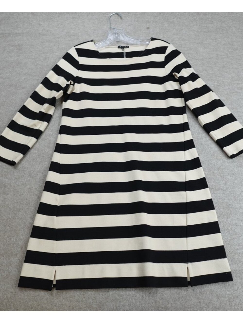 Theory Women's Dress Medium Black Beige Striped Zamora Onita Made in USA